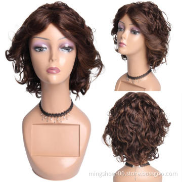 Remy Brazilian Short Pixie Human Hair Wigs For Women Bouncy Curly Glueless Black Color wig